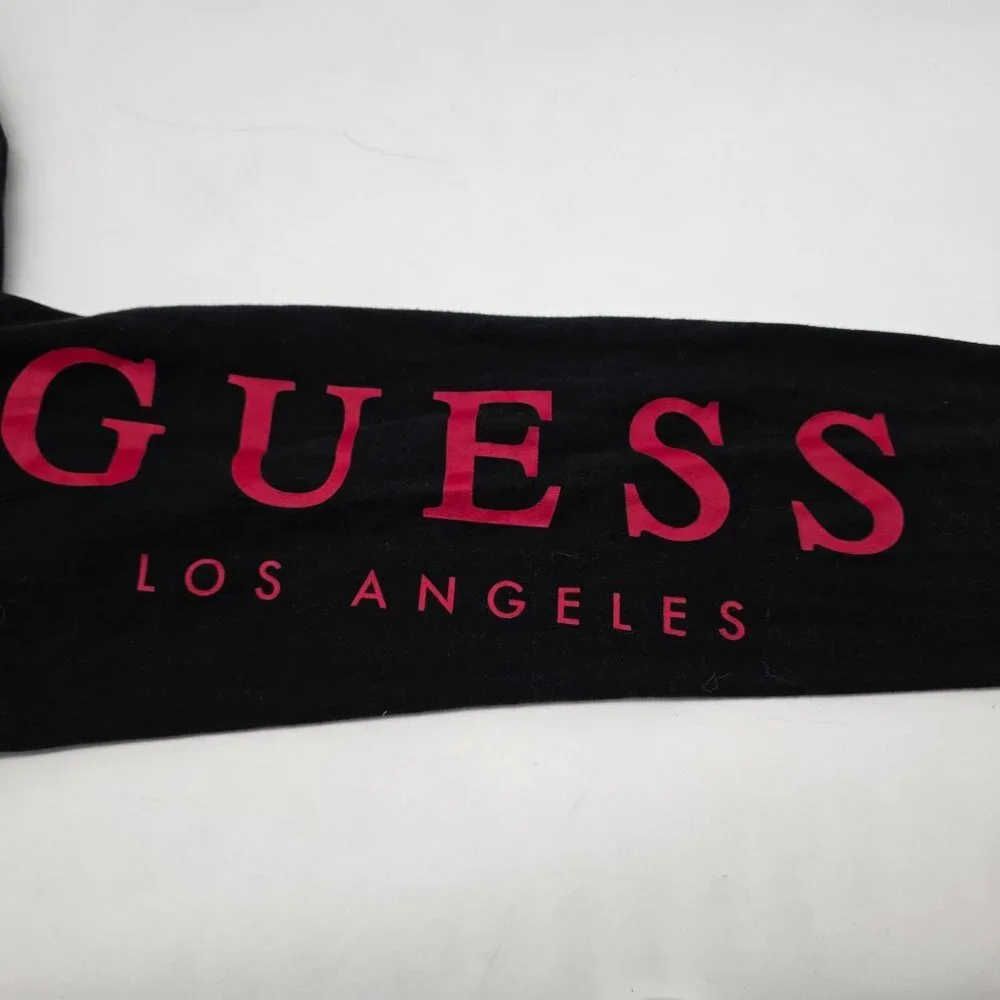 Guess Los Angeles Graphic Devil Face Long Sleeve Black T Shirt Pocket & Sleeve S - Picture 5 of 8